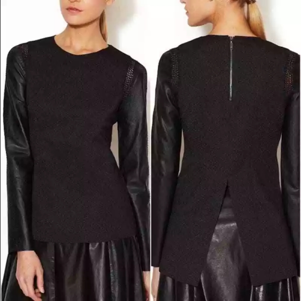 Stella & Jamie Leather Long Sleeve Top